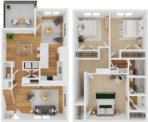 C1 w den Floor Plan at The Garden District Apartments, Germantown Tennessee  